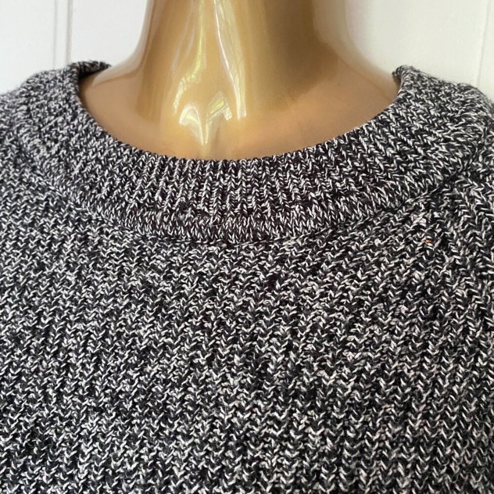 Chunky Black/White Speckled Pullover | Kodiak-Style Cuff Sweater | Relaxed Fit - Picture 3 of 13